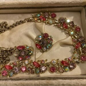 Elegant Multi-Color Gemstone Necklace and matching earrings.